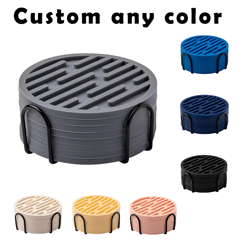 Anti-Slip Silicone Coasters Easy Clean & Customizable for Tabletop Protection HLCOA1004